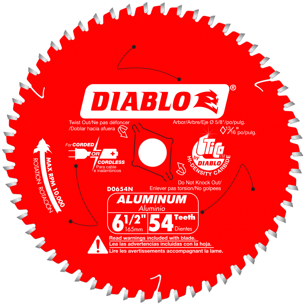 Diablo Tools 6-1/2 x 54 Tooth Medium Aluminum Cutting Saw Blade