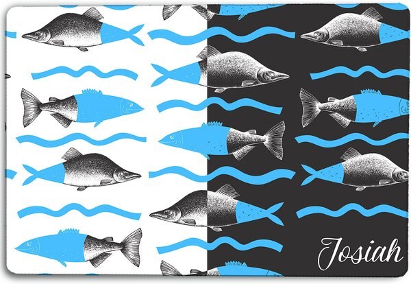 904 Custom Personalized Trendy Fish Print Dog and Cat Bowl Placemat