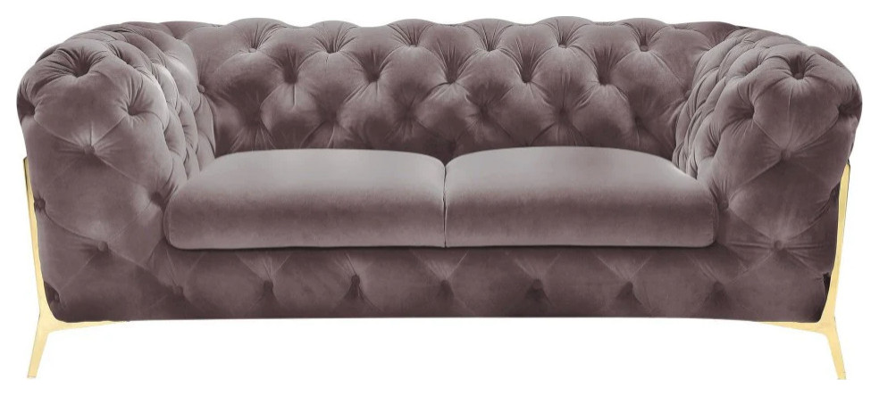 Jack Transitional Silver Fabric Loveseat   Midcentury   Loveseats   by V.S.D Furniture  Houzz