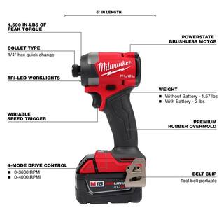 MW M18 FUEL 18-V Lithium-Ion Brushless Cordless 14 in. Hex Impact Driver Kit with SAWZALL Reciprocating Saw 2953-22-2621-20