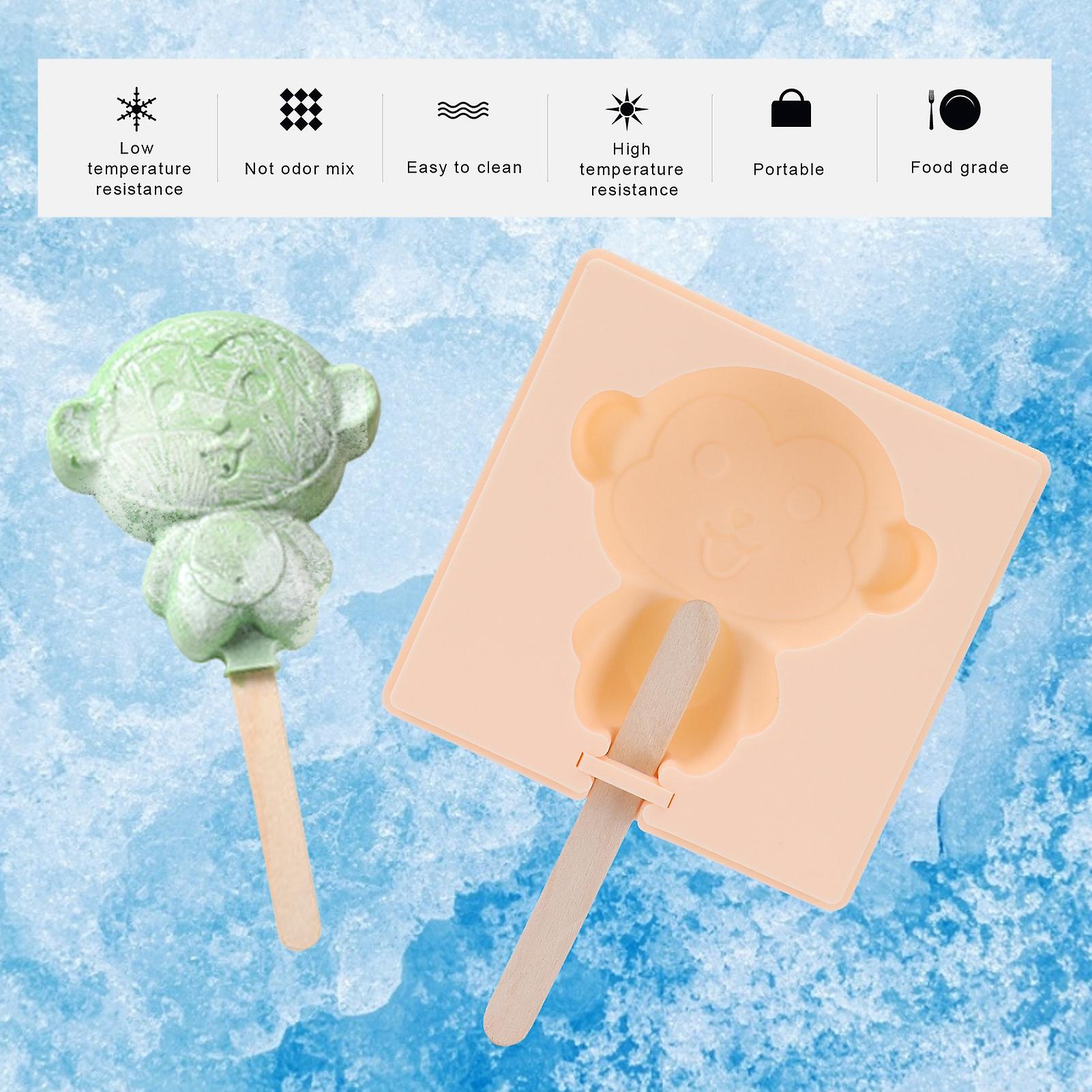 Silicone Ice Cream Mold， Cute Pig Shaped Ice Cream Tray Holder Easy To Release Flexible Ice Cream Maker With 20 Pcs Stick For Kitchen， Home[f]