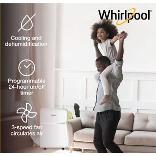 Whirlpool 10000 BTU (6500 BTU DOE) Portable Air Conditioner with Remote Timer Auto Restart Wheels Dehumidifier Fan in White WHAP101BWC