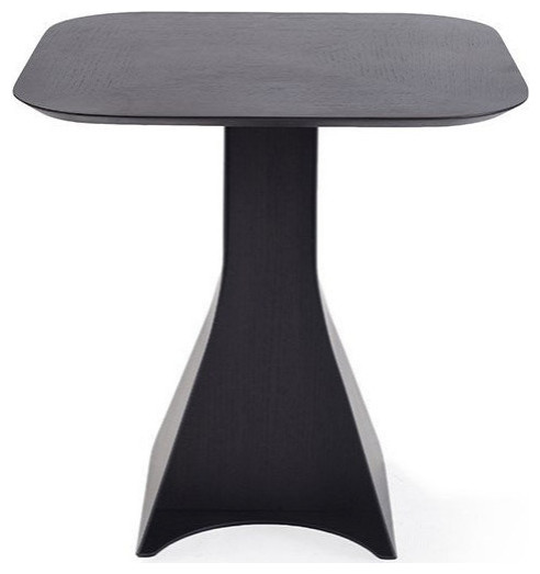 Queena End Table  Black Matte Smoked Oak Veneer  Brushed Black Metal Frame   Transitional   Side Tables And End Tables   by Rustic Home Furniture Deco  Houzz