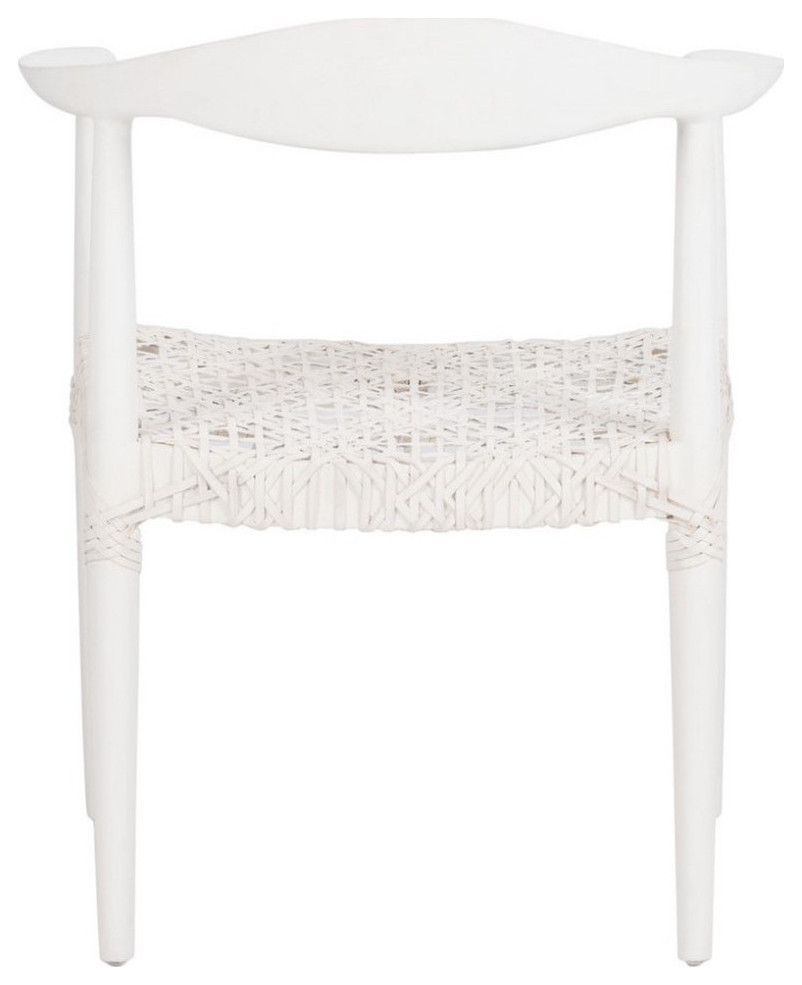 Helen Leather Woven Arm Chair  White/Off White   Midcentury   Armchairs And Accent Chairs   by Rustic Home Furniture Deco  Houzz