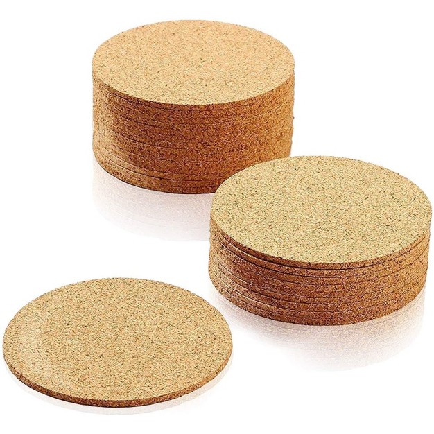 Juvale Set Of 24 Absorbent Blank Cork Drink Coasters For Home And Bar 4 X 1 8 in Tan