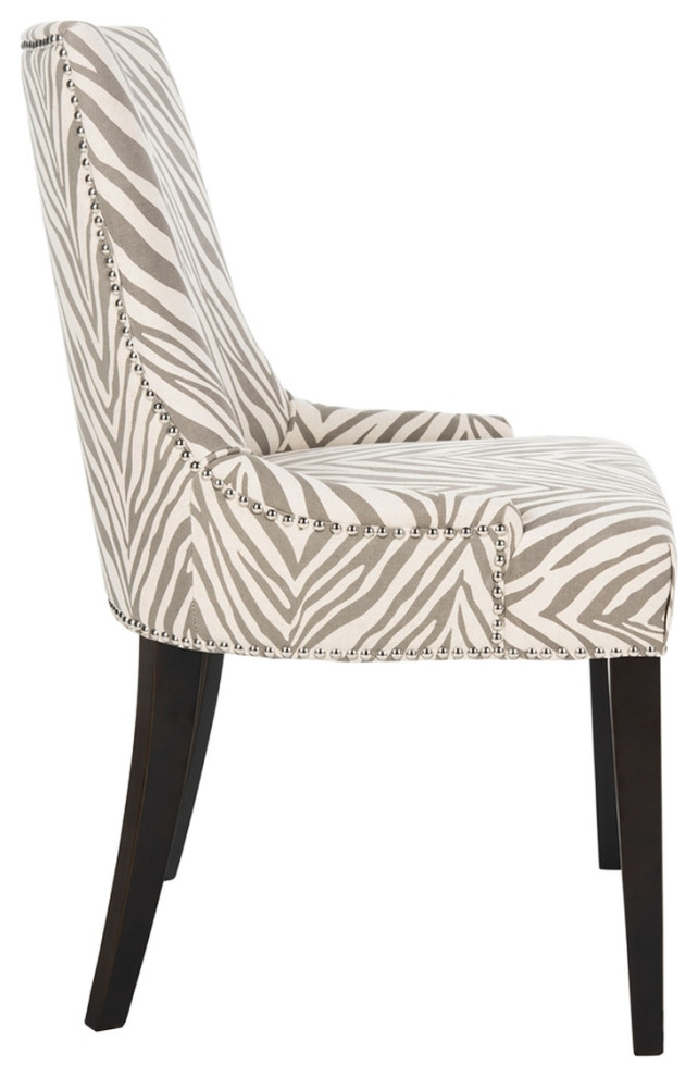 Carrie 19  x27 x27H Grey / White Zebra Dining Chair   Silver Nail Heads (Set of 2) Gre   Transitional   Dining Chairs   by Peachtree Fine Furniture  Houzz