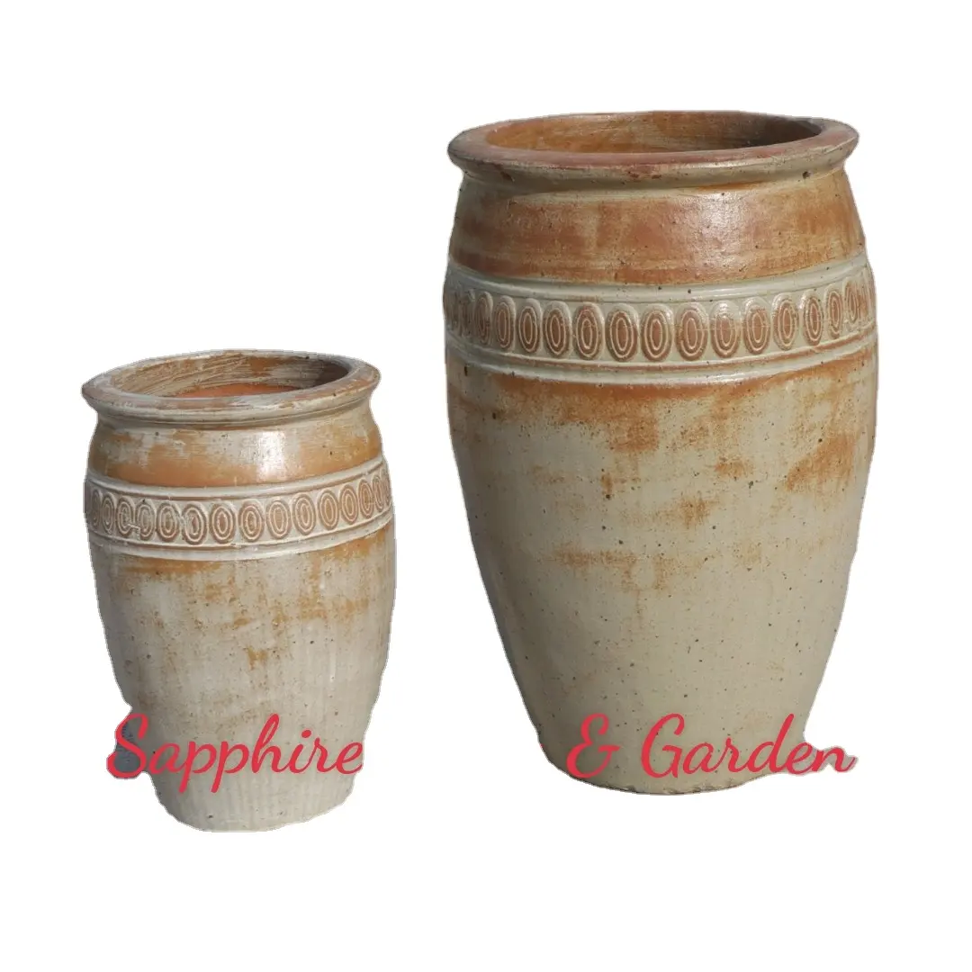 Vietnamese Ceramic Pots for Plants Garden outdoor pottery Large Rustic Atlantis Pots Mix with Glazed Pots wholesales distributor