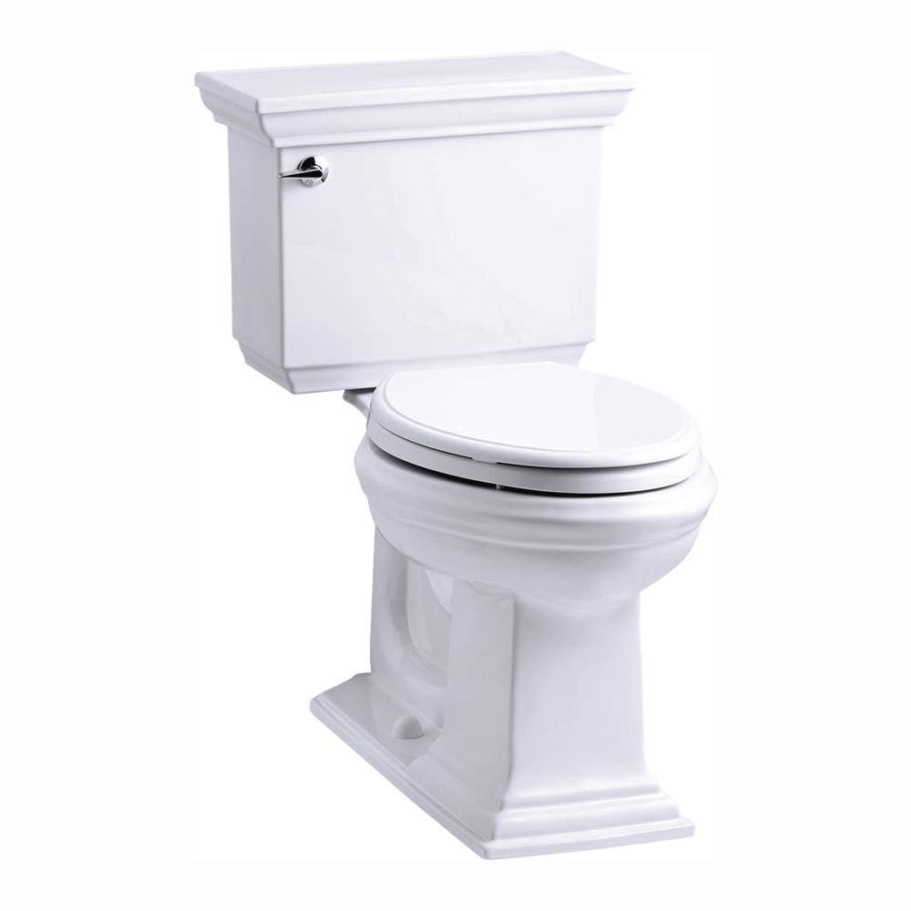 KOHLER Memoirs Stately 2-Piece 1.28 GPF Single Flush Elongated Toilet with AquaPiston Flush Technology in White K-3817-0