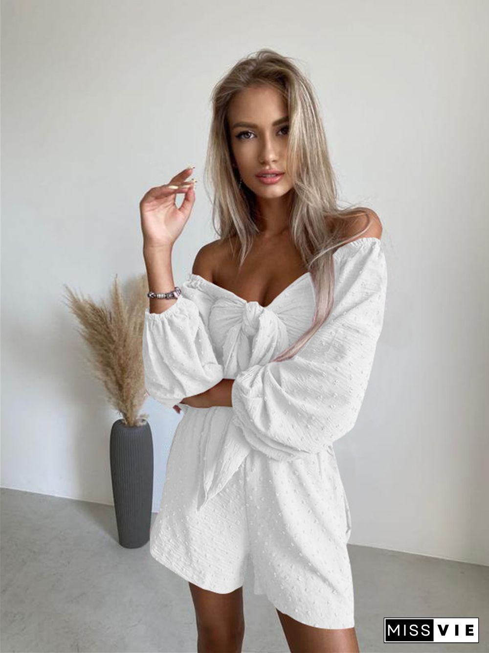 Summer New Fashion Leisure Suit Senior Sense Women's Long-sleeve Cardigan Shorts Two Sets