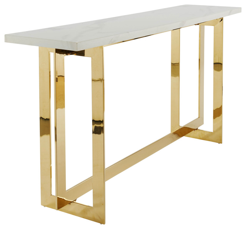 White and Gold Marble Console Table  Andrew Martin Sienna   Contemporary   Console Tables   by Oroa   Distinctive Furniture  Houzz