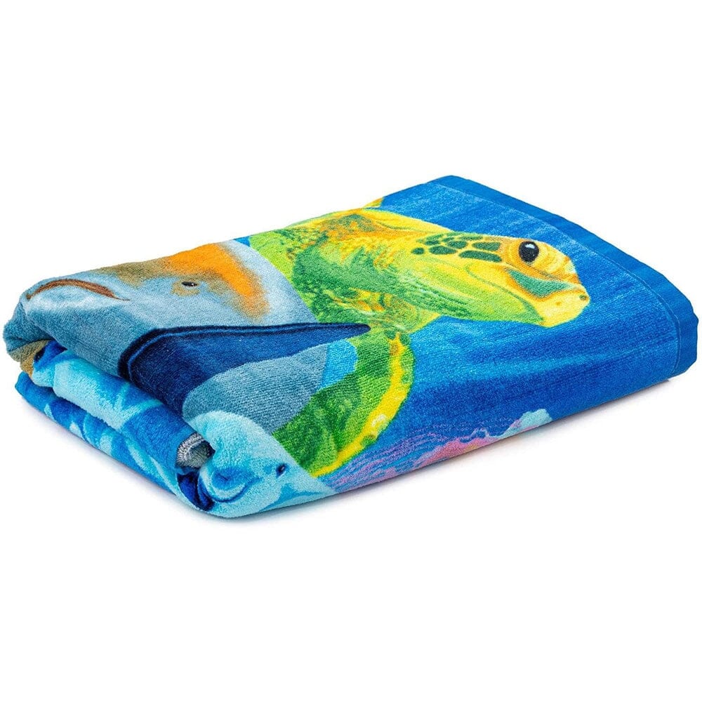 Ocean Animals Dolphin Shark Turtle Whale Selfie Super Soft Plush Cotton Beach Bath Pool Towel