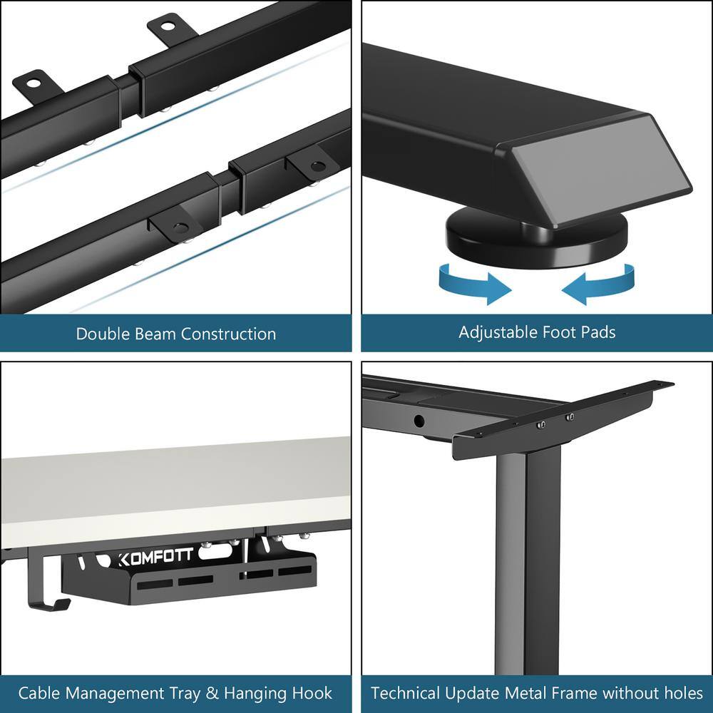 Costway 23 in. Black Rectangle Coffee Table Electric Adjustable Standing Up Desk Frame Dual Motor with Controller HW67380US-BK