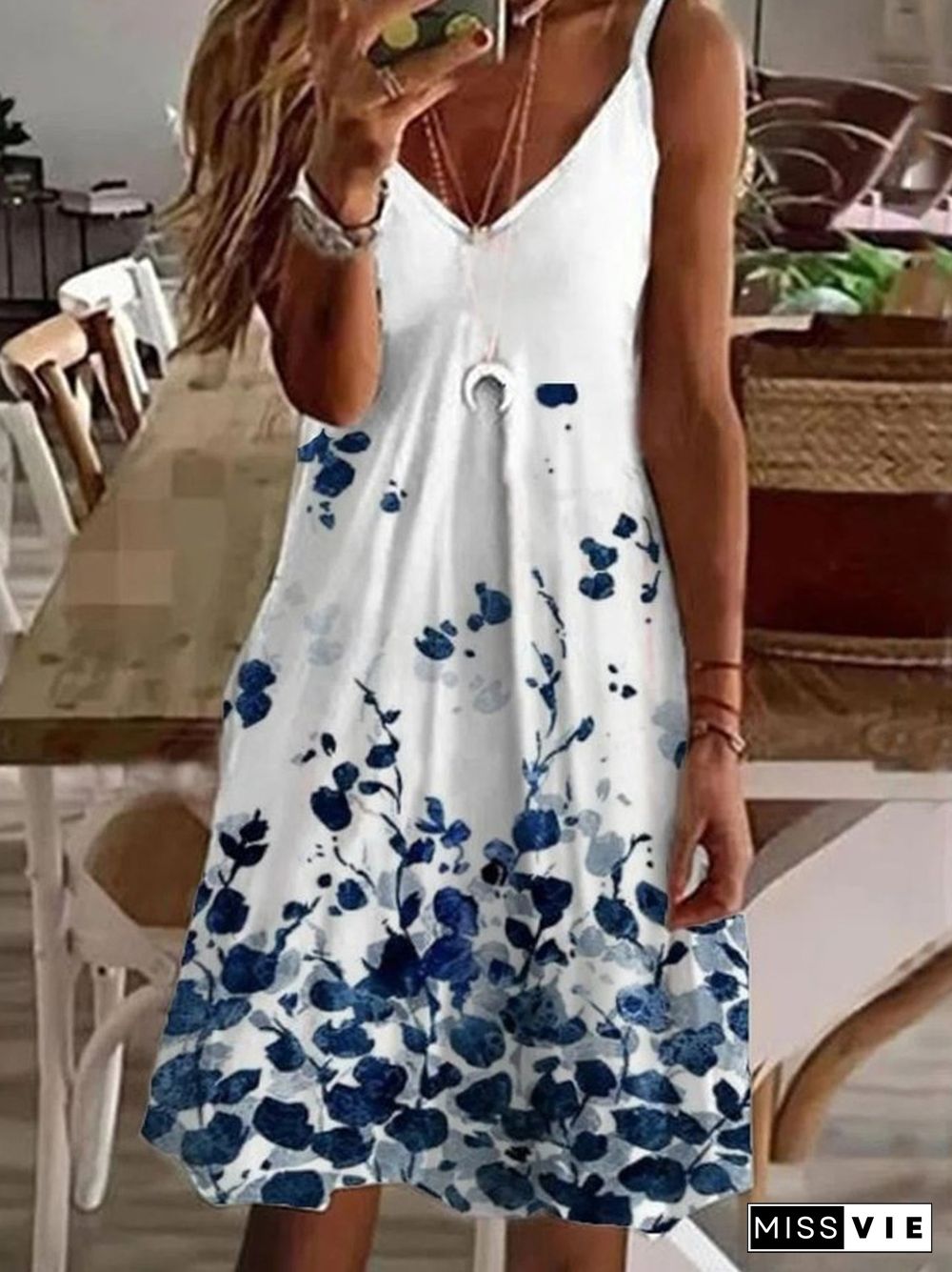 Women's Printed Suspender Off Shoulder Sexy Dress