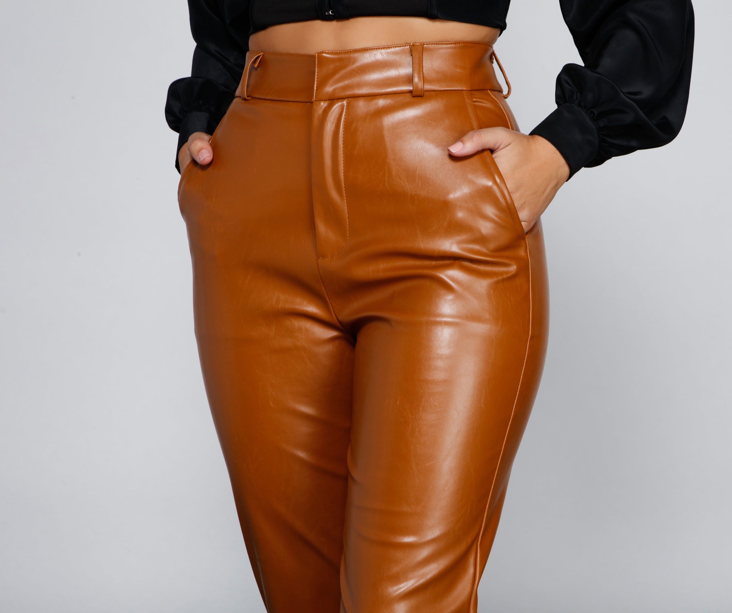 Classic Chic High Waist Faux Leather Pants