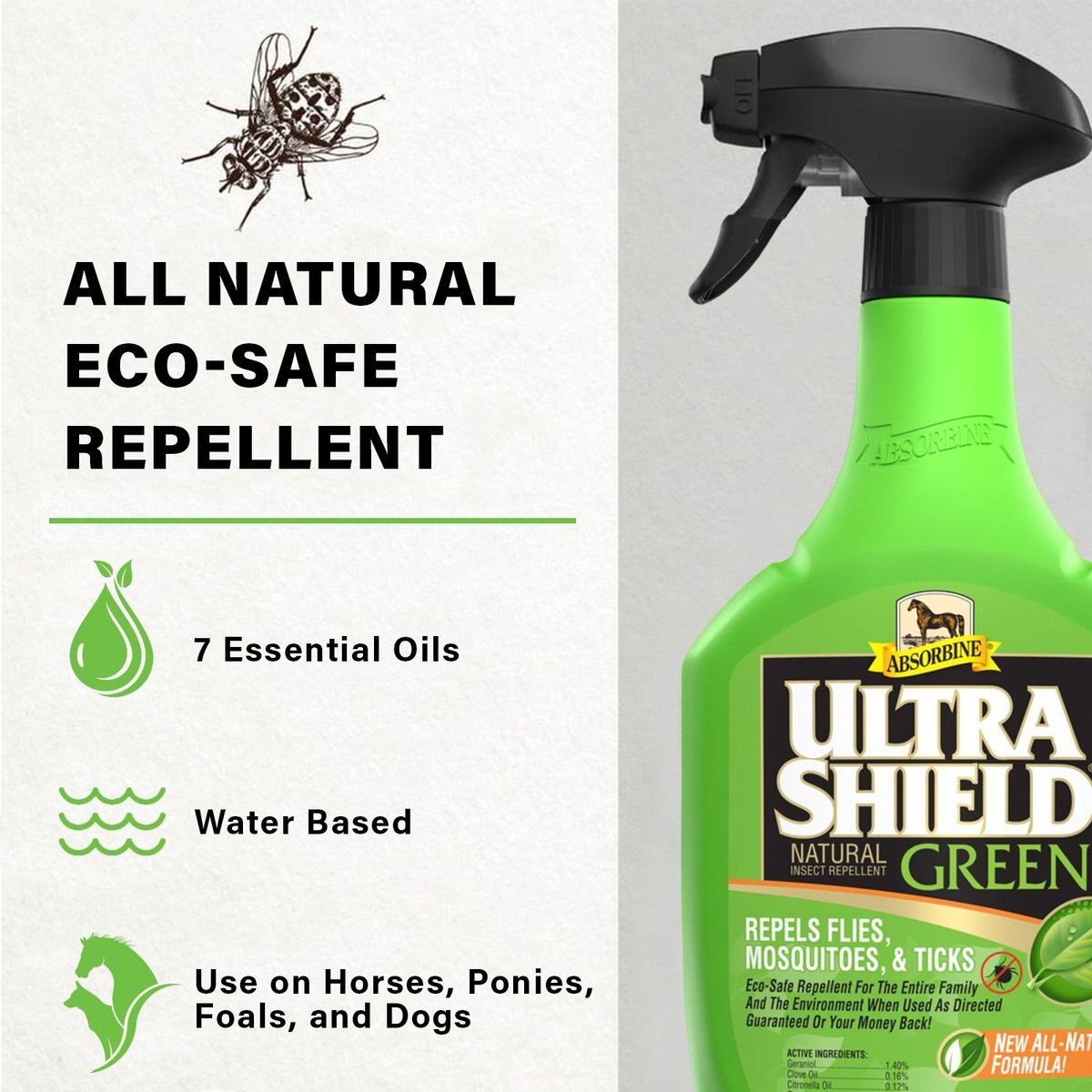 Absorbine Ultrashield Green Fly Repellent Horse Spray