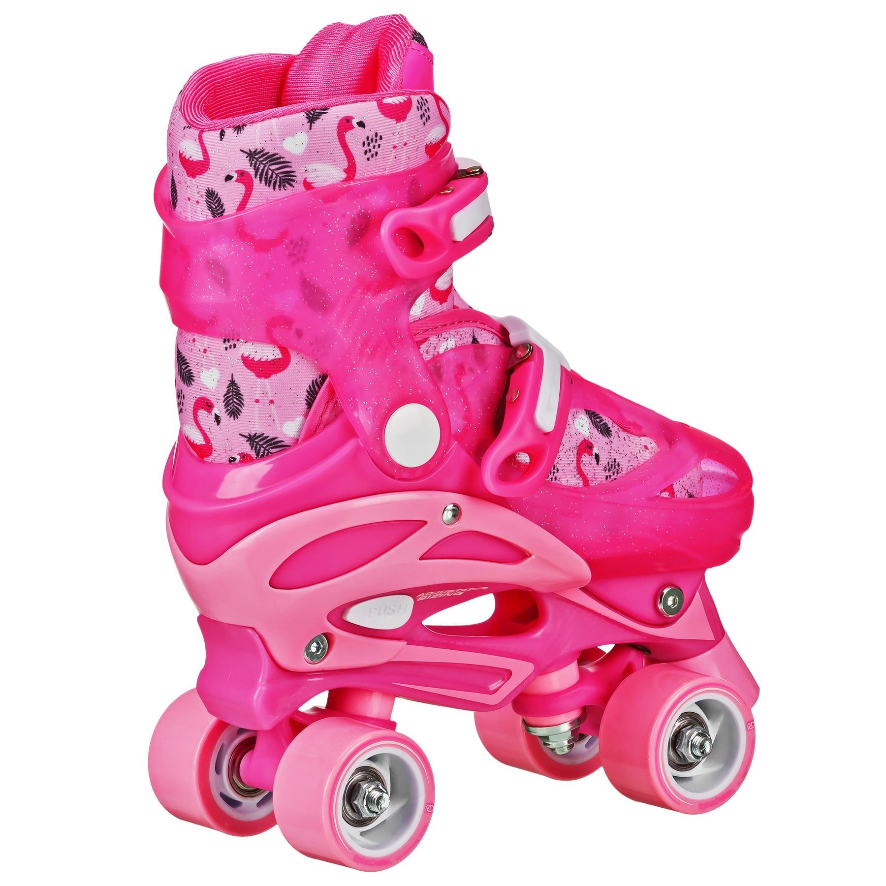 Roller Derby Sprinter Girl's 2-in-1 Quad Roller and Inline Skates Combo, Flamingo (Size 12-2)