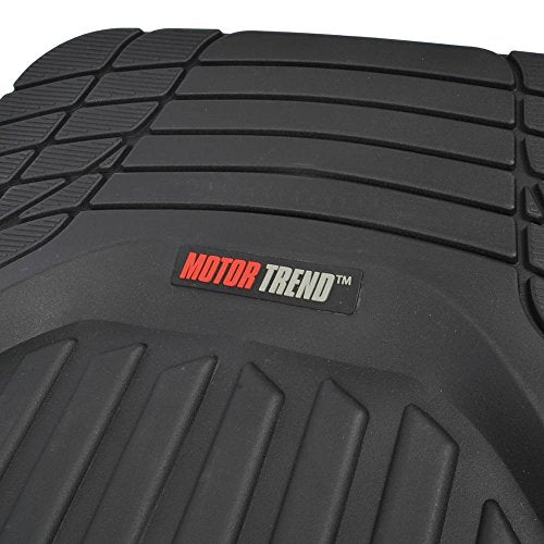 Motor Trend FlexTough Contour-2 Piece Front Car Floor Mats- Black FlexTough Contour Liners-Deep Dish Heavy Duty Rubber Floor Mats for Car SUV Truck and Van-All Weather Protection， Universal Trim to Fit