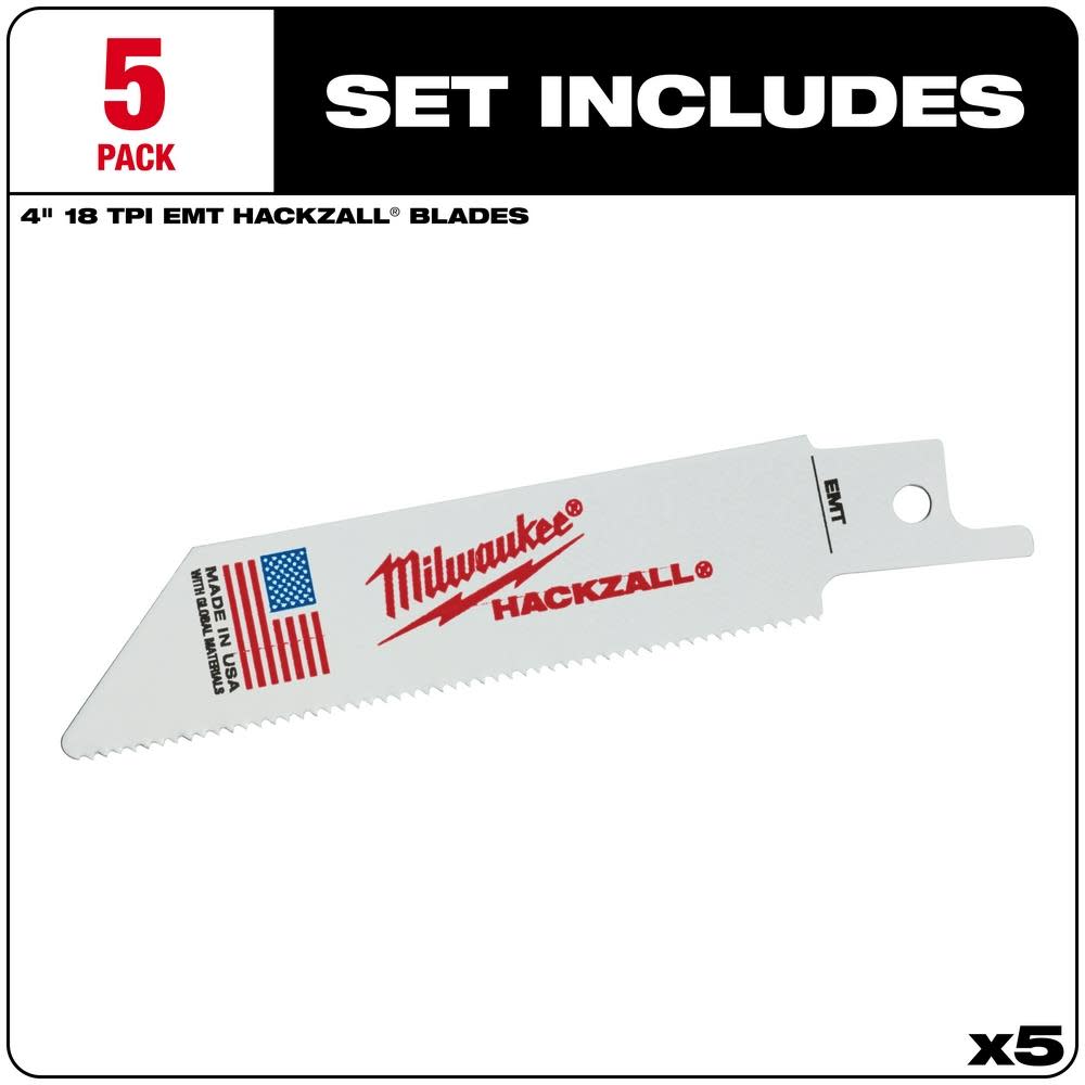 M12 HACKZALL® Bi-Metal Blade ; EMT 5PK ;