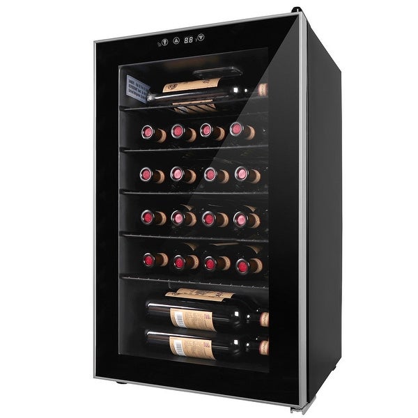 24 Bottle Wine Cooler， Freestanding Constant temperature Wine Refrigerator for Home Bar， Small Kitchen， Apartment， RV