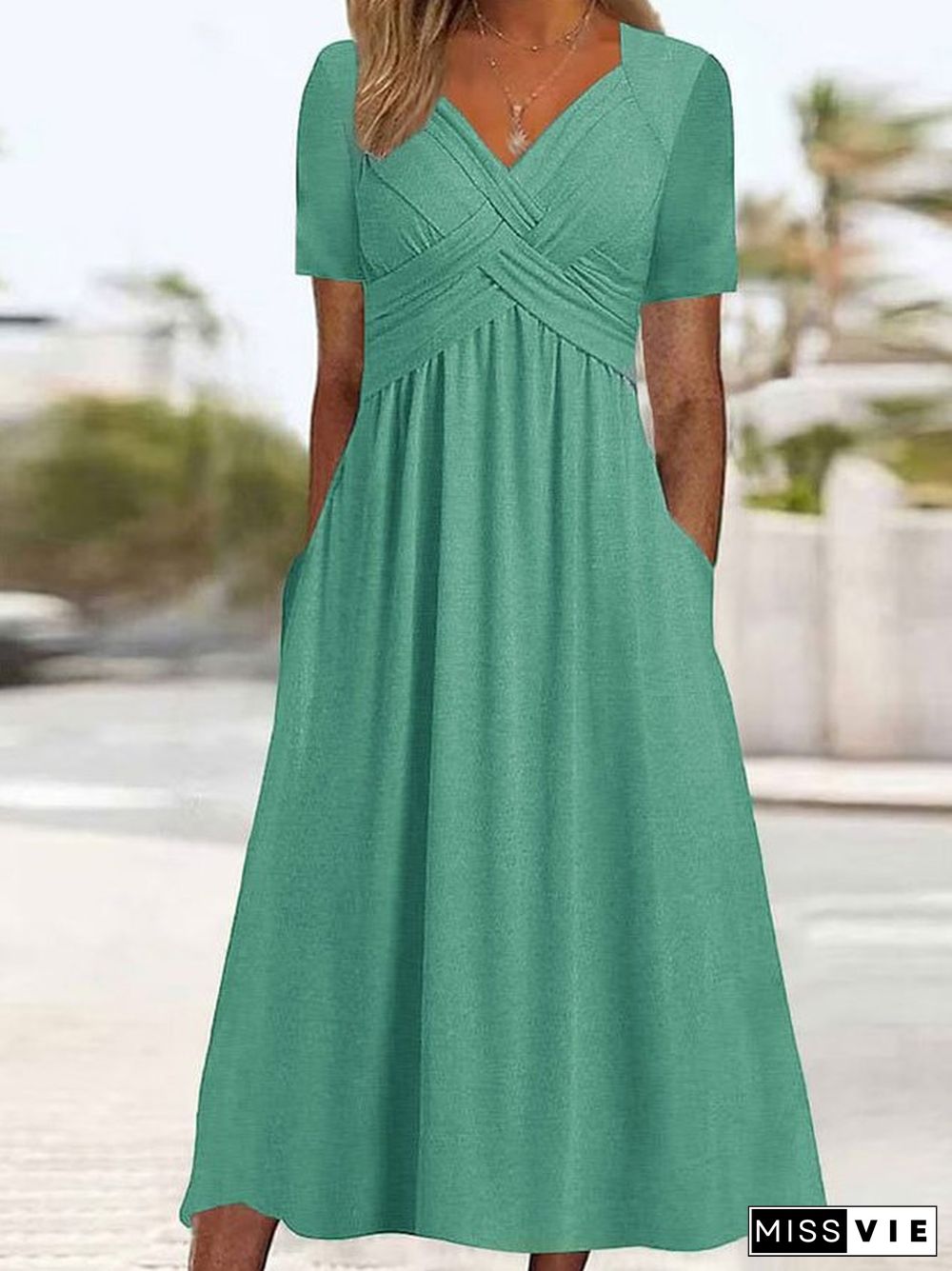 Plain Sweetheart Neckline Regular Fit Casual Dress