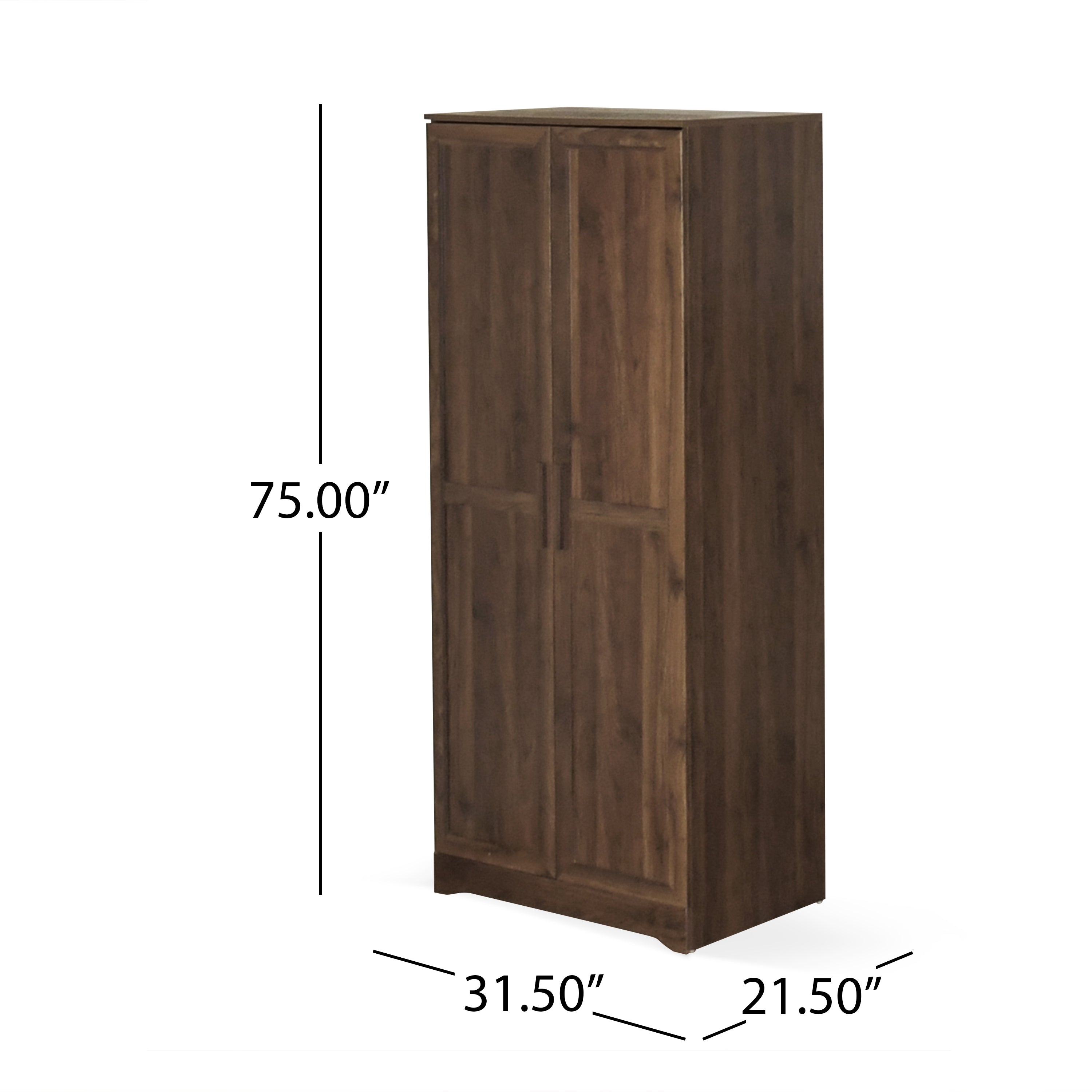 Broxon Rustic 3 Piece Wardrobe and 1 Drawer Nightstand Bedroom Set