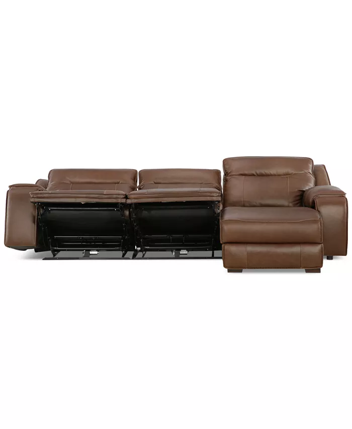 Furniture Hansley 3-Pc Leather Sofa with 2 Power Recliners and Chaise