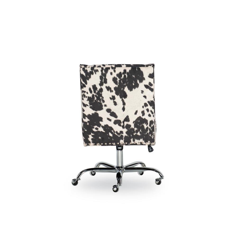 Linon Home Decor 24 in. Width Udder Madness Fabric Task Chair with Adjustable Height 178404BLK01U