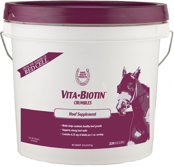 Horse Health Products Vita Biotin Crumbles， Supports Proper Hoof Health in Horses 20 -lbs.， 640 Day Supply