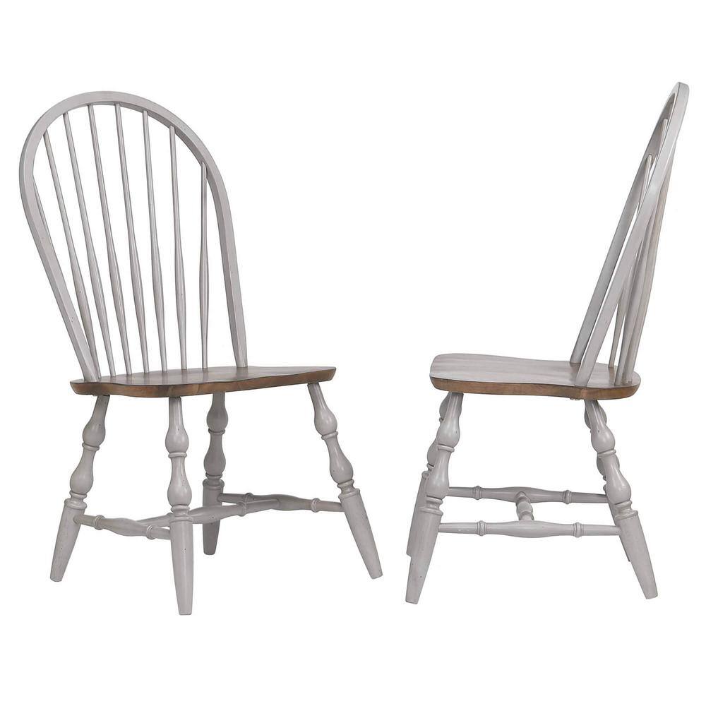 AndMakers Distressed Light Gray and Nutmeg Brown Side Chair (Set of 2) BH-CG-C30-GO-2