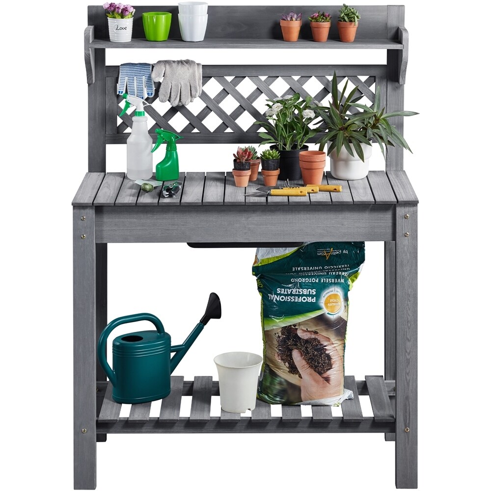 Yaheetech Garden Potting Bench Planting Table with Sliding Tabletop