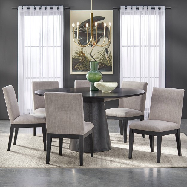 7pc North Bay Round Dining Set Gray Buylateral