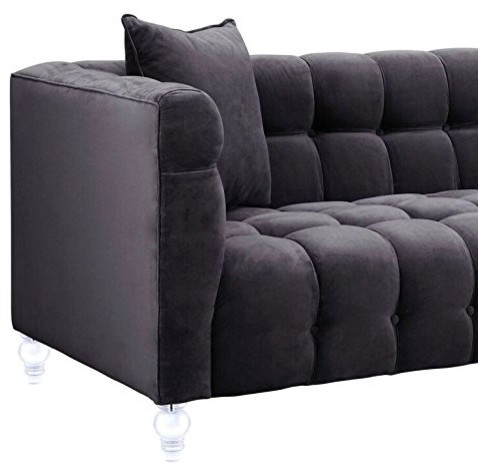 Bea Grey Velvet Sofa   Grey   Transitional   Sofas   by HedgeApple  Houzz