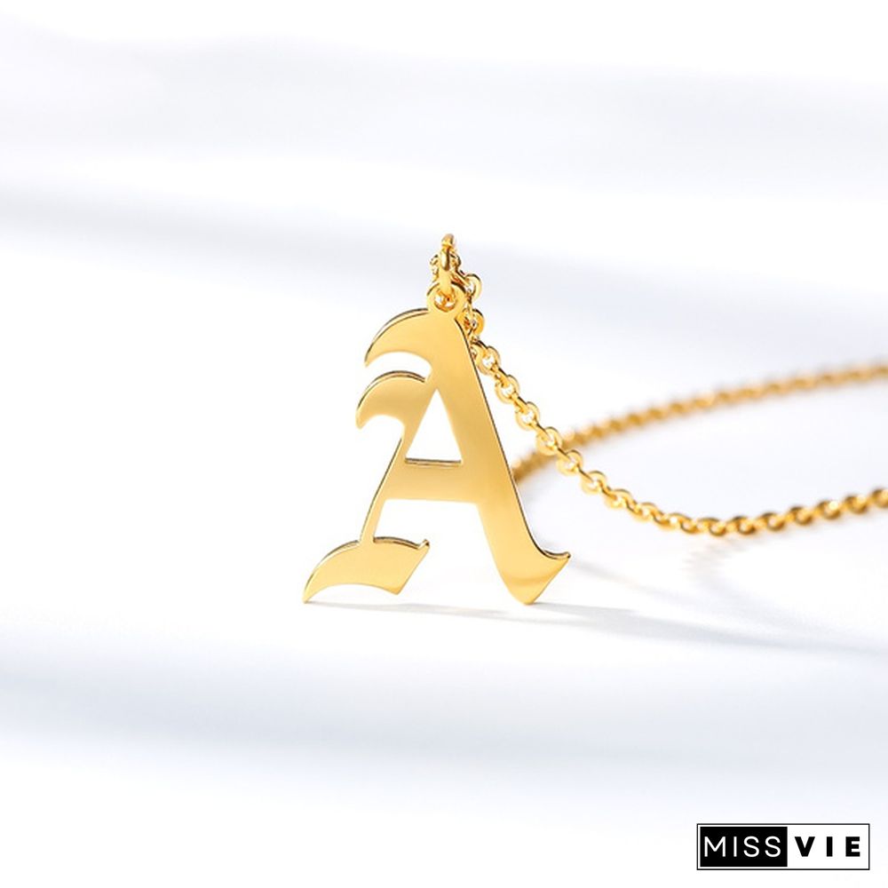 Initials Necklace Custom Letter Necklace For Women Stainless Steel Gold Chain A-Z Letters Old English Font Chain Christmas gifts