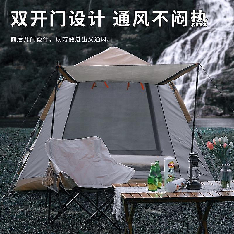 Outdoor camping automatic tent 2-3-4 person tent-Tent (medium) cloud grey