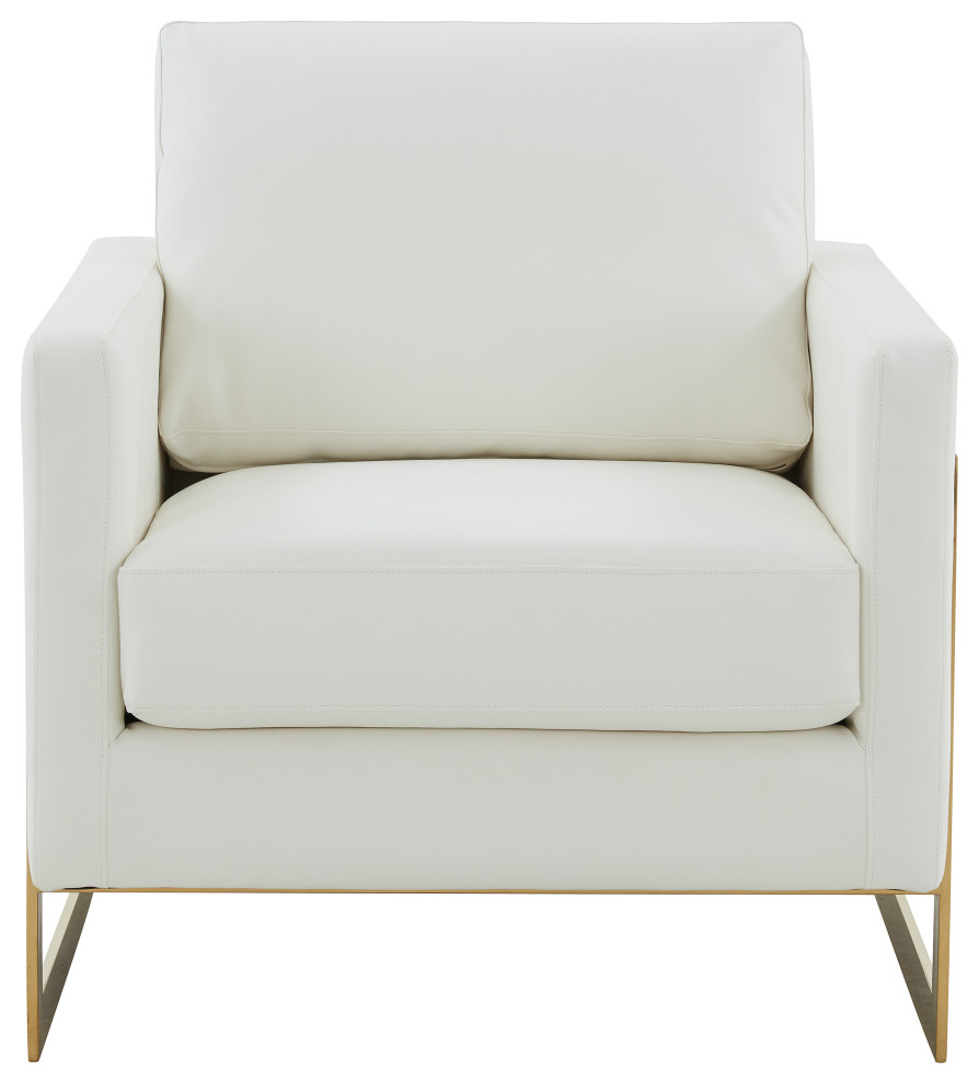 LeisureMod Lincoln Modern Leather Accent Arm Chair With Gold Frame   Contemporary   Armchairs And Accent Chairs   by LeisureMod  Houzz