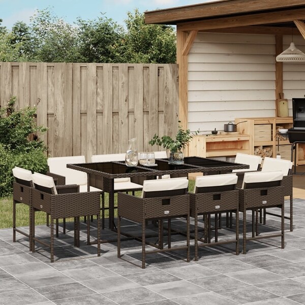 vidaX Patio Dining Set with Cushions Poly Rattan