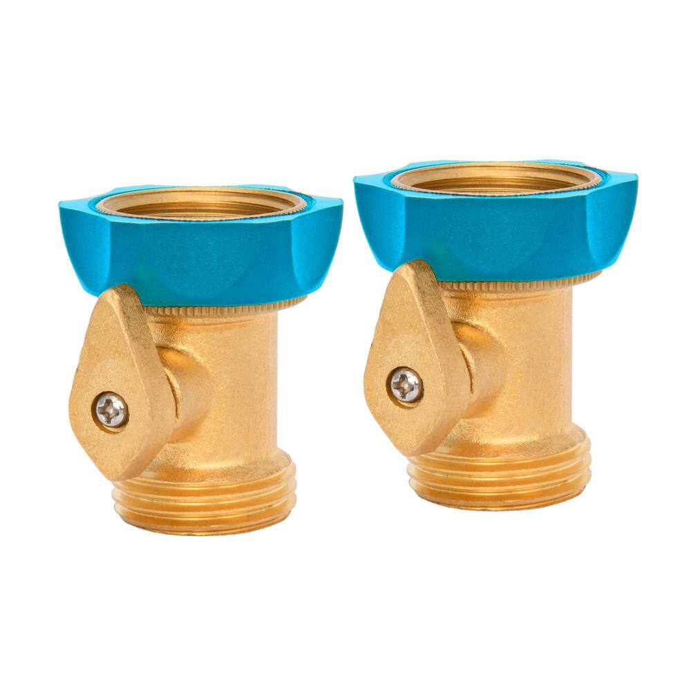 AQUA JOE Heavy-Duty Hose Shut Off Valve with Brass Construction 2-Pack AJ-IHE-2PK
