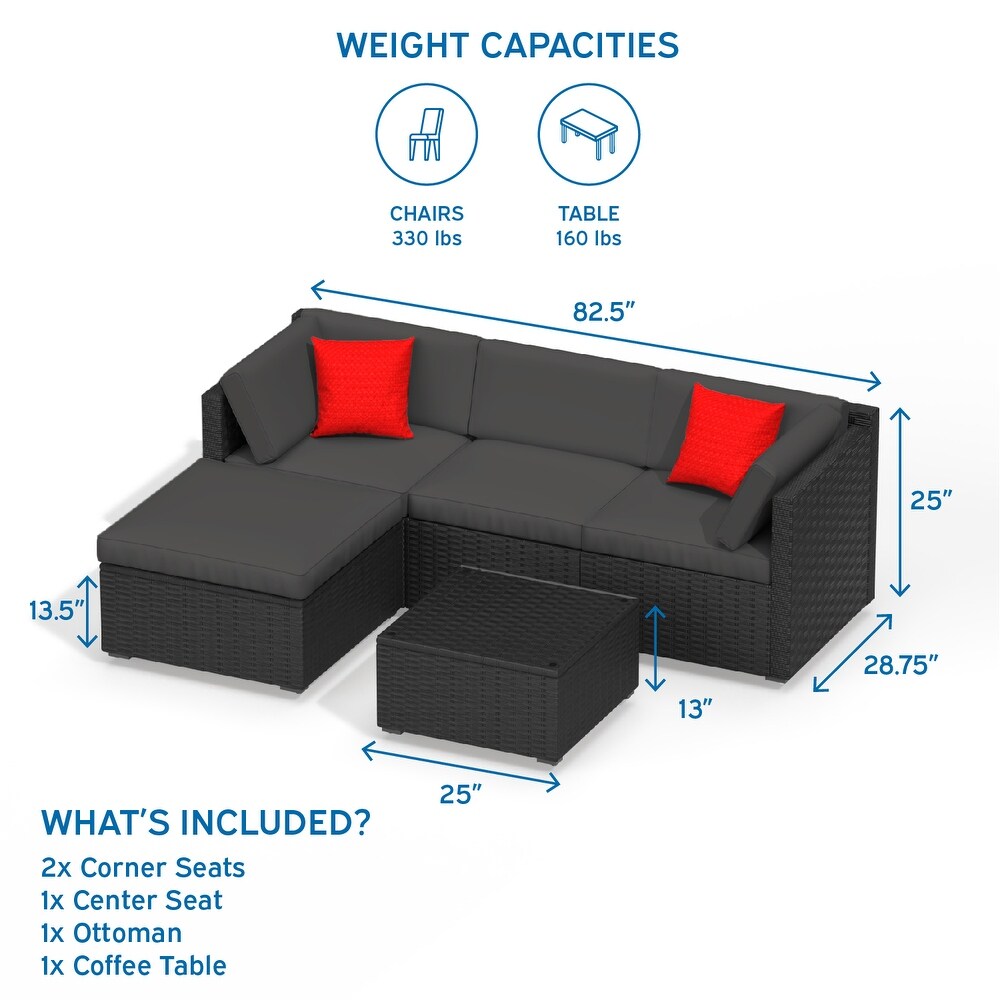 Nestl 5 Piece Outdoor Wicker Patio Furniture Set   Patio Furniture Set with Sectional Patio Seating