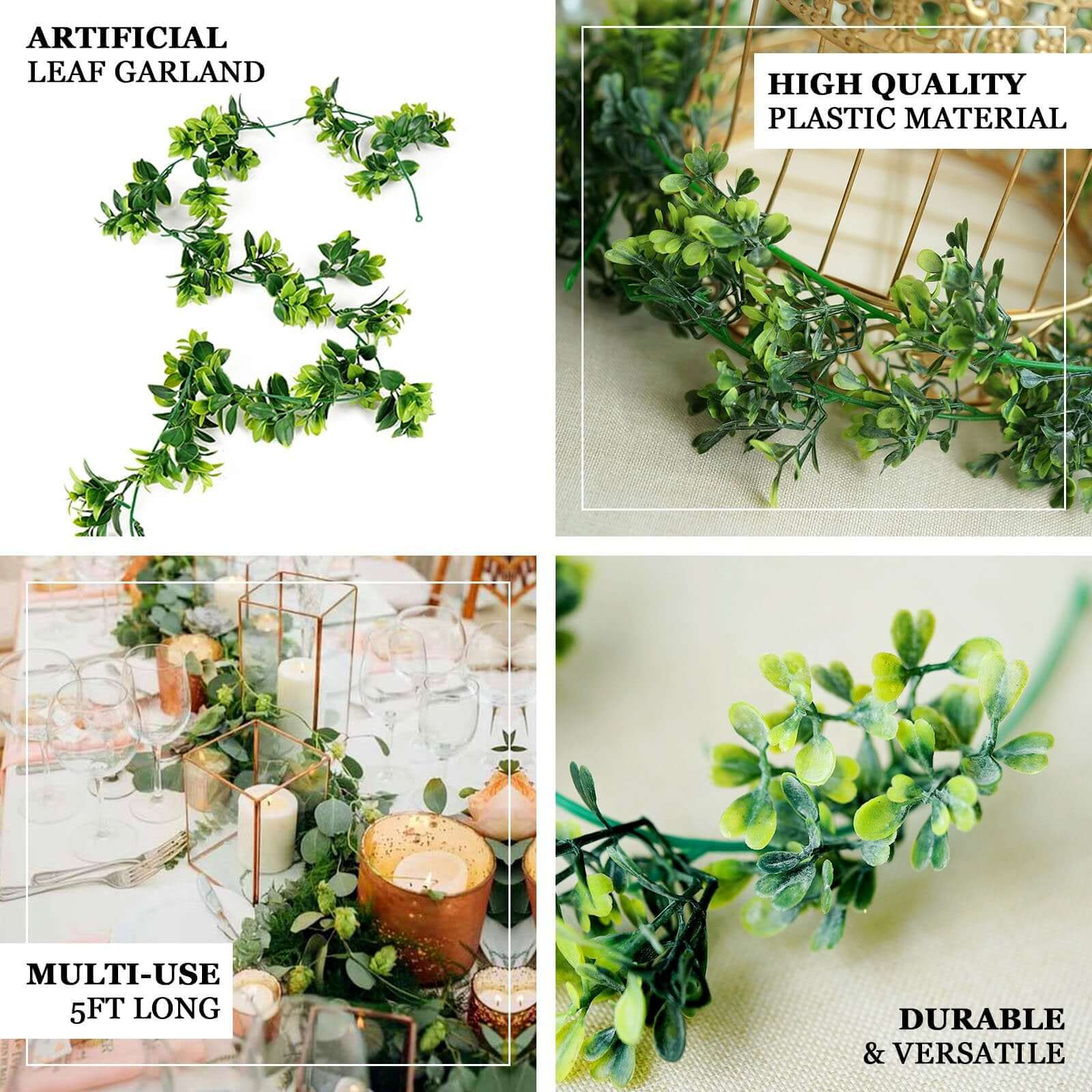 Green Artificial Eucalyptus Leaf, Ranunculus Flower Garland Vine 42