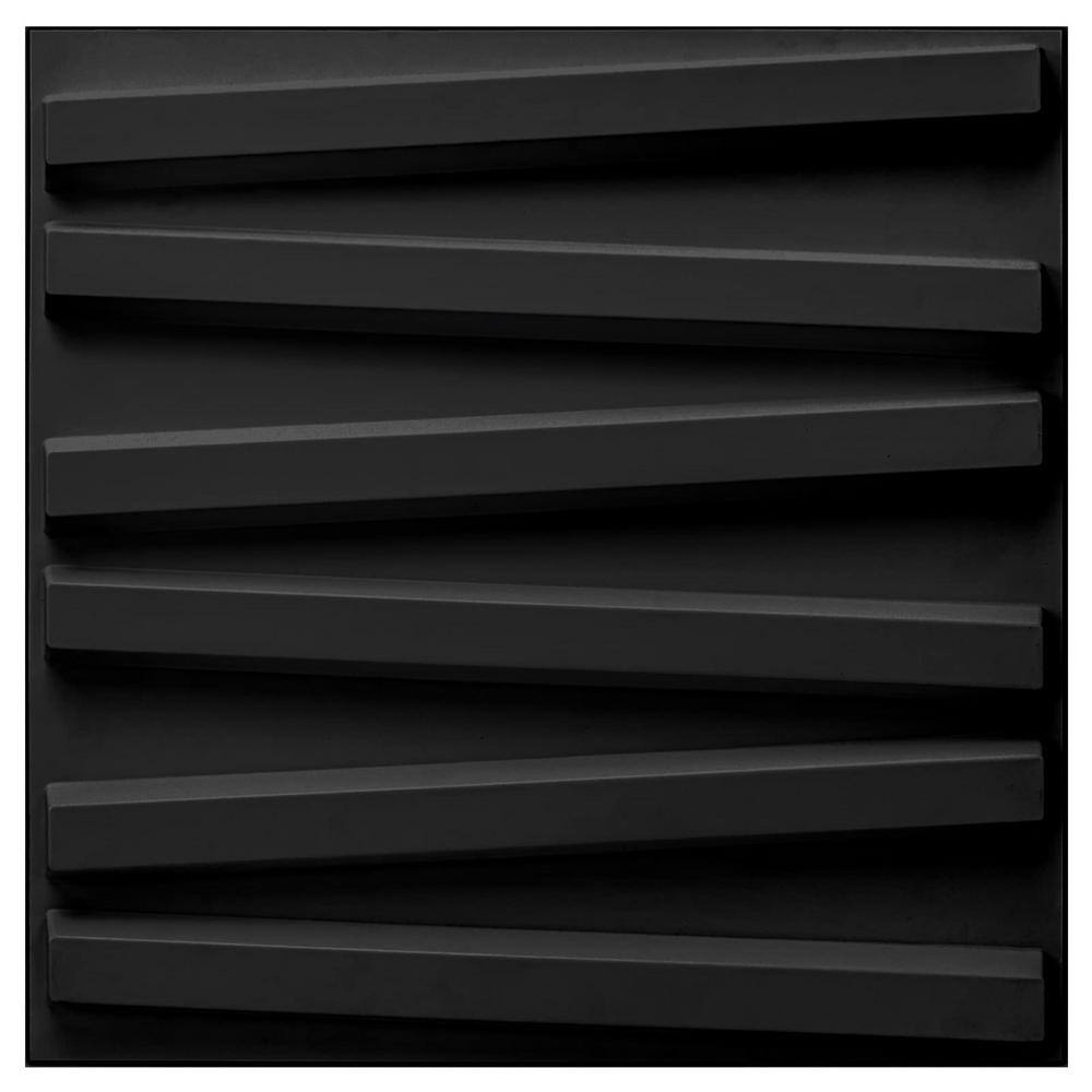 Art3dwallpanels 19.7 in. x 19.7 in. PVC Black Textured 3D Wall Panels for Interior Wall Decor Pack of 12 Tiles 32 Sq Ft A10hd053BK