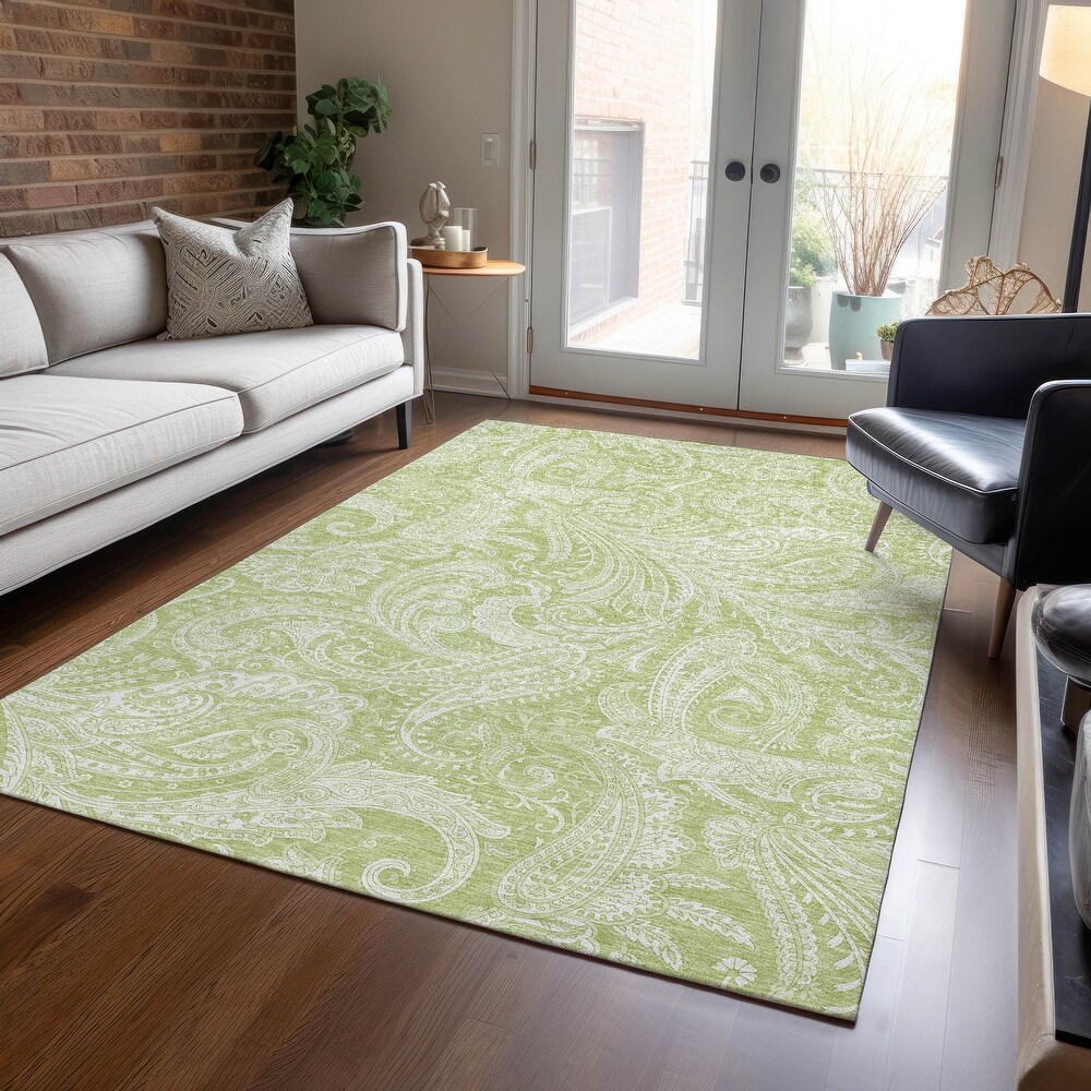 Machine Washable Indoor/ Outdoor Chantille Traditional Paisley Rug