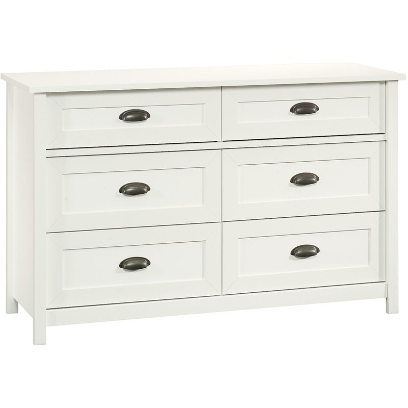 Home Square Modern 2 Piece Bedroom Set with 6 Drawer Double Dresser and 4 Drawer Chest Dresser in Soft White