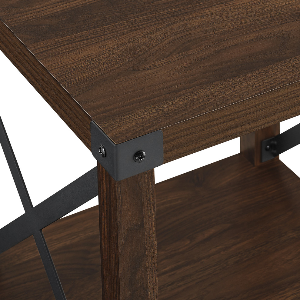 Rustic Wood Side Table  Dark Walnut   Industrial   Side Tables And End Tables   by Walker Edison  Houzz