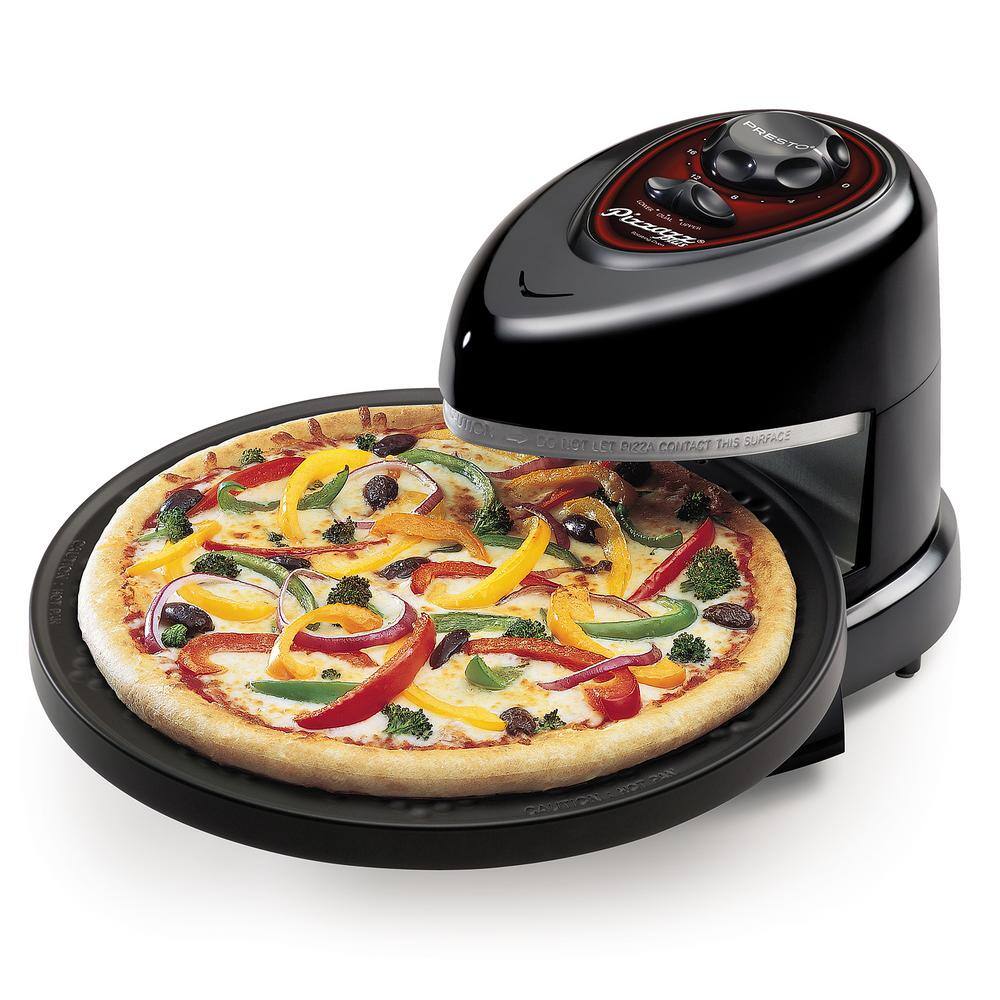 Presto Pizzazz Plus Rotating Pizza Black Oven 1235 Watts with Built-In Timer