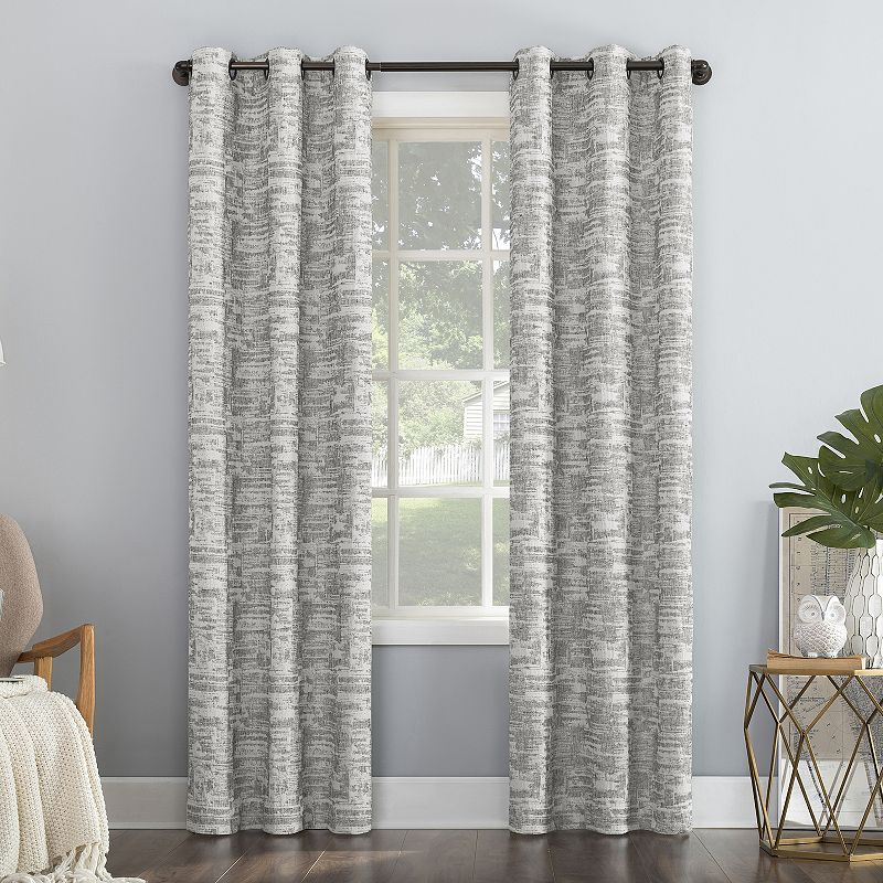 Sun Zero Parrish 100% Blackout Thermal Distressed Grid Grommet Window Curtain