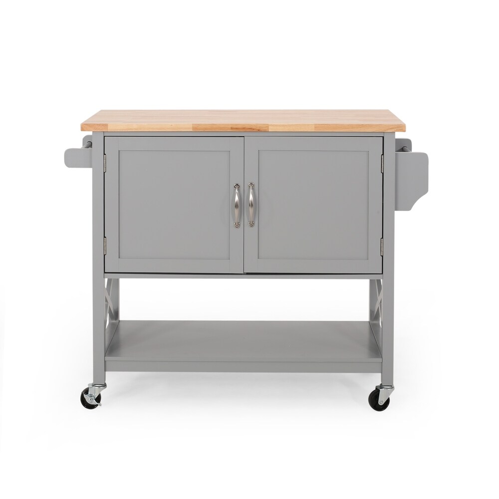 Finzer Farmhouse Kitchen Cart with Wheels by Christopher Knight Home   43.12\