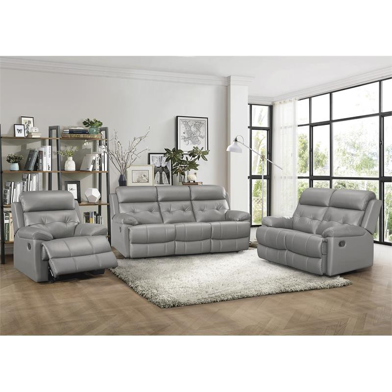 Lexicon Lambent Modern Leather Double Reclining Love Seat in Gray   Contemporary   Loveseats   by Homesquare  Houzz