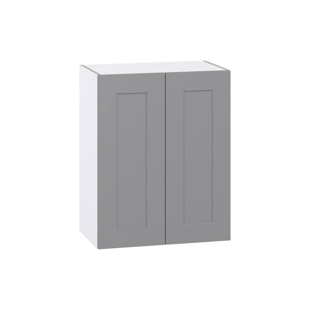 J COLLECTION Bristol Painted Slate Gray Shaker Assembled Wall Kitchen Cabinet (24 in. W x 30 in. H x 14 in. D) DSW2430-2-BR