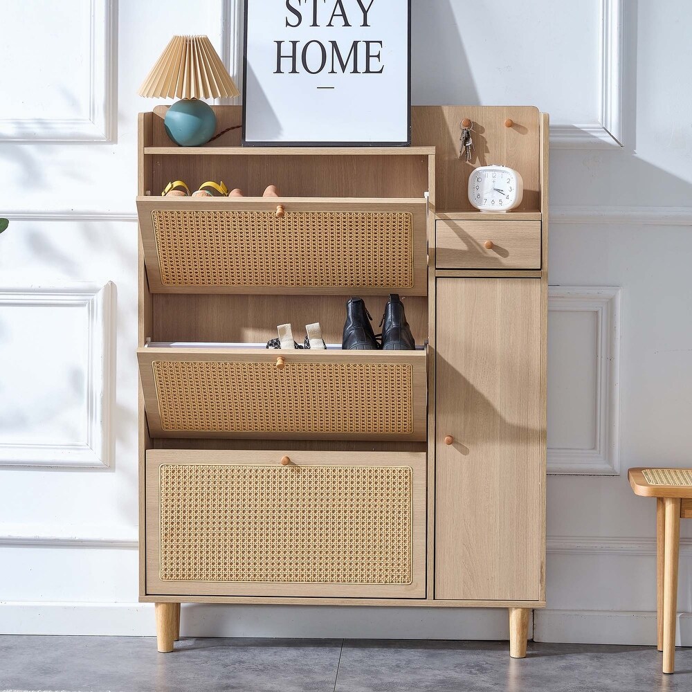 Modern rattan storage cabinet in bedroom porch living room