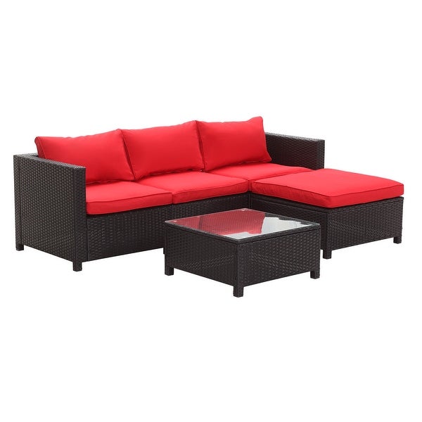 Zenova 5 piece Outdoor Patio Rattan Sofa Sectional Set with Pillows - Overstock - 35852827